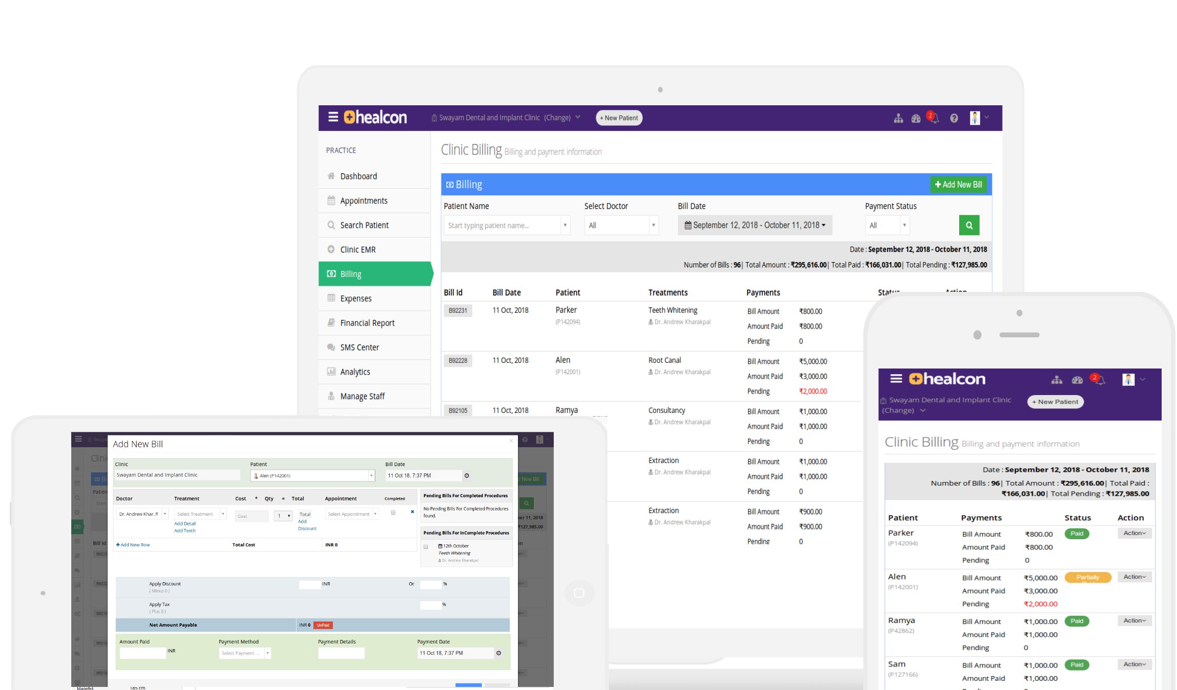 Centralized Billing Across All Clinic Branches — Healcon clinic chain software